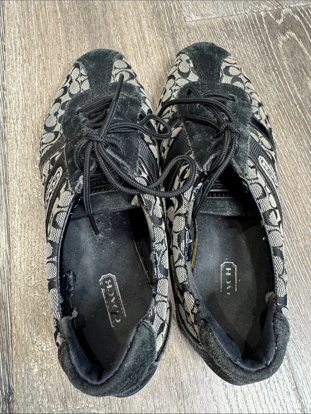 Vintage Coach Remmona Black and Gray Signature Canvas Sneakers